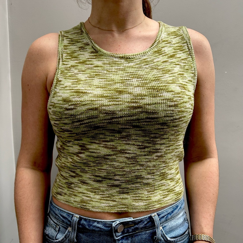 High neck knit tank top, size medium